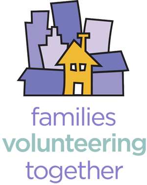 families volunteering together logo