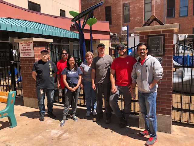 Cummins crew who helped install playground equipment