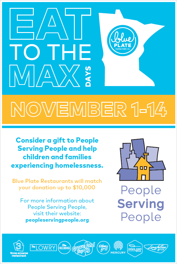 Eat to the Max poster - Dine & Donate November 1-14