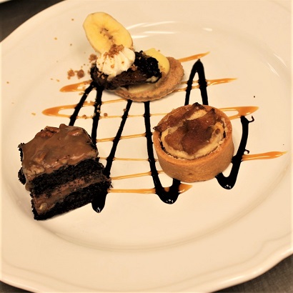 3 mini desserts on plate